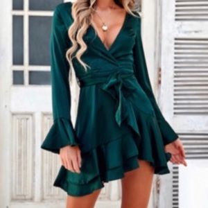 JADE SATIN DRESS HERE COMES THE SUN